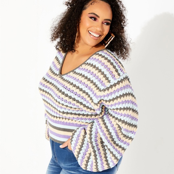 Crochet Knit Cropped Sweater NWT 1X - Picture 1 of 9